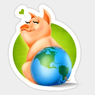 Earth Day Piggy (Globe) Sticker